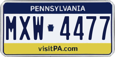 PA license plate MXW4477
