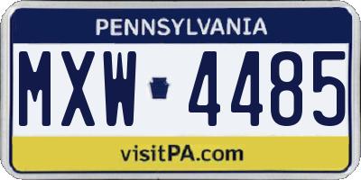 PA license plate MXW4485