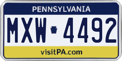 PA license plate MXW4492