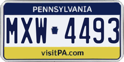 PA license plate MXW4493