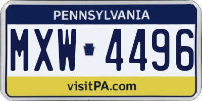 PA license plate MXW4496