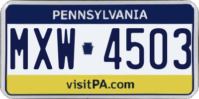 PA license plate MXW4503