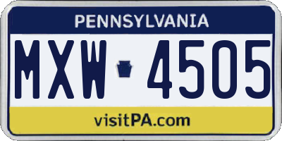 PA license plate MXW4505