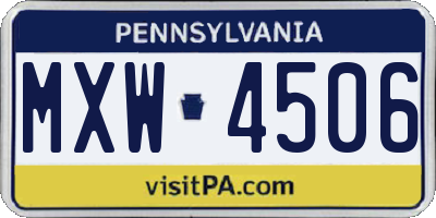 PA license plate MXW4506
