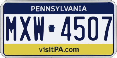 PA license plate MXW4507
