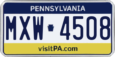 PA license plate MXW4508