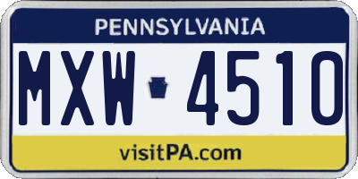 PA license plate MXW4510
