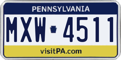 PA license plate MXW4511