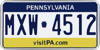 PA license plate MXW4512