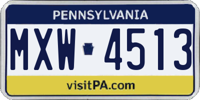 PA license plate MXW4513