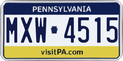 PA license plate MXW4515