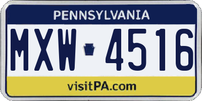 PA license plate MXW4516