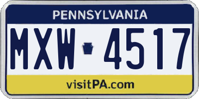 PA license plate MXW4517