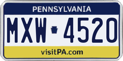 PA license plate MXW4520