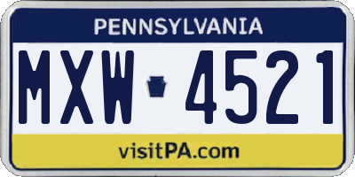 PA license plate MXW4521