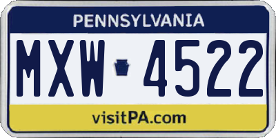 PA license plate MXW4522