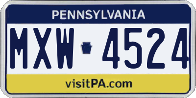 PA license plate MXW4524