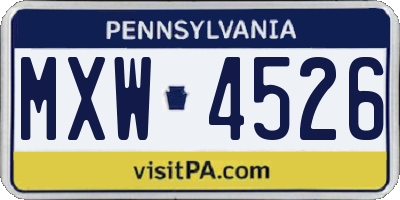 PA license plate MXW4526