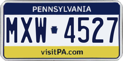 PA license plate MXW4527
