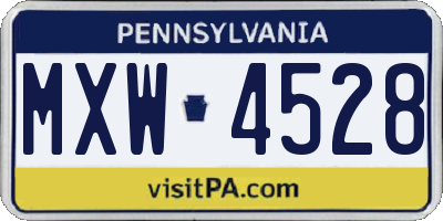 PA license plate MXW4528