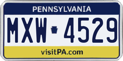 PA license plate MXW4529