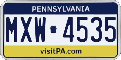 PA license plate MXW4535