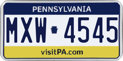 PA license plate MXW4545