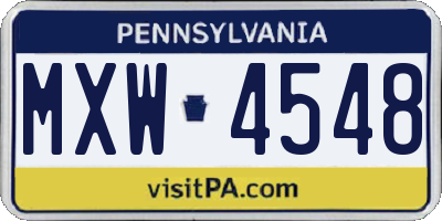 PA license plate MXW4548