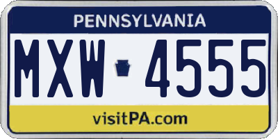PA license plate MXW4555