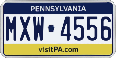 PA license plate MXW4556