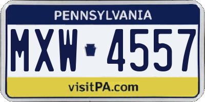 PA license plate MXW4557