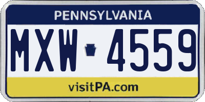PA license plate MXW4559