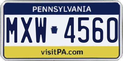 PA license plate MXW4560