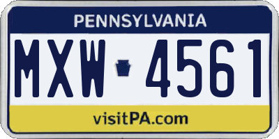 PA license plate MXW4561