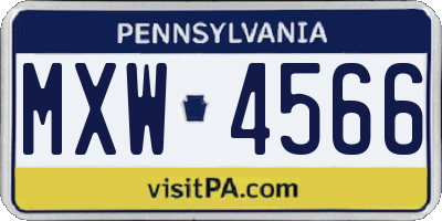 PA license plate MXW4566