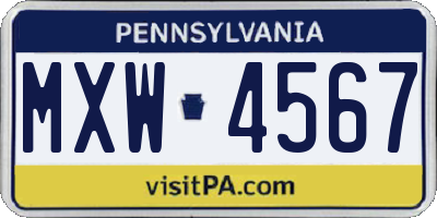 PA license plate MXW4567