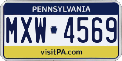 PA license plate MXW4569