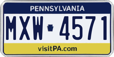 PA license plate MXW4571