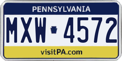 PA license plate MXW4572