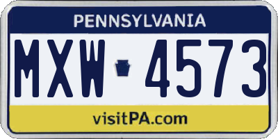 PA license plate MXW4573