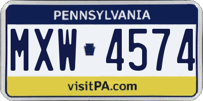 PA license plate MXW4574