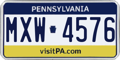 PA license plate MXW4576