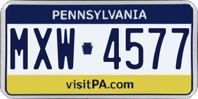 PA license plate MXW4577