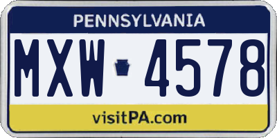 PA license plate MXW4578