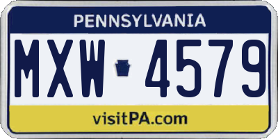 PA license plate MXW4579