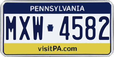 PA license plate MXW4582