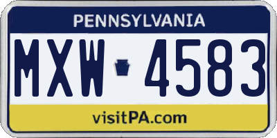 PA license plate MXW4583