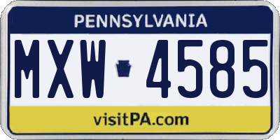 PA license plate MXW4585