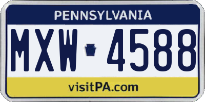 PA license plate MXW4588