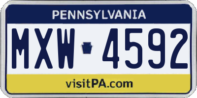 PA license plate MXW4592